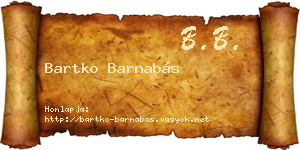 Bartko Barnabás névjegykártya